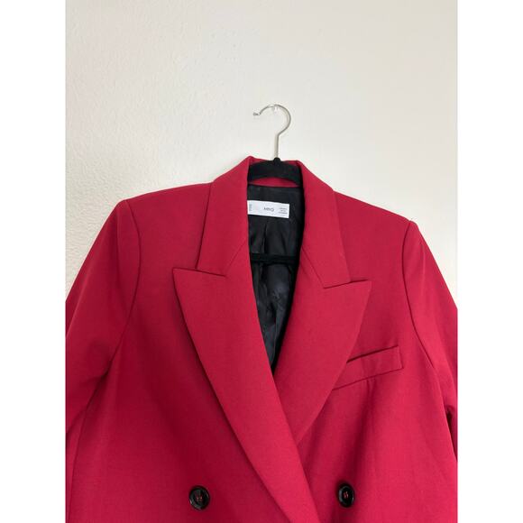 Mango Double-Breasted Structured Oversized Blazer Women’s Size Small Red - Picture 4 of 13